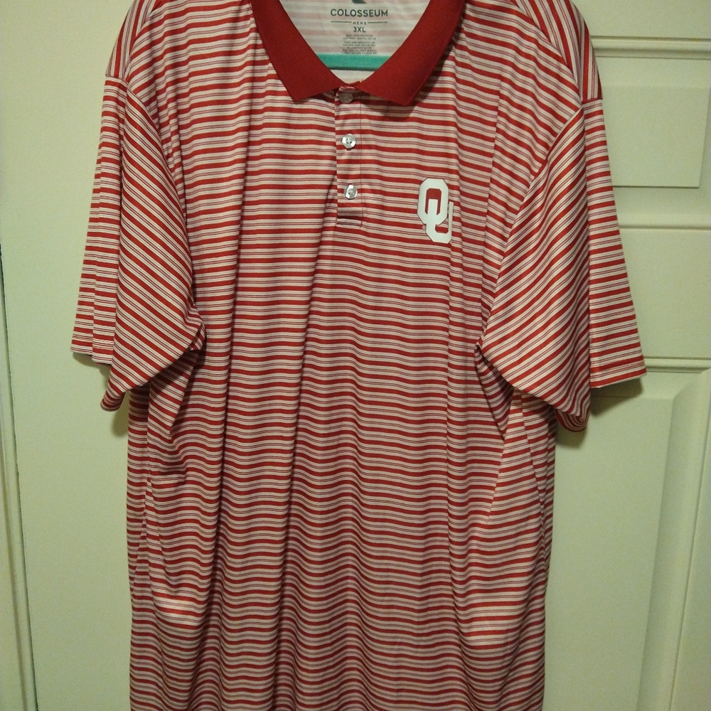 Colosseum Oklahoma Sooners NCAA Striped Short Sleeve Polo Shirt Men's sz 3XL. - Picture 3 of 5